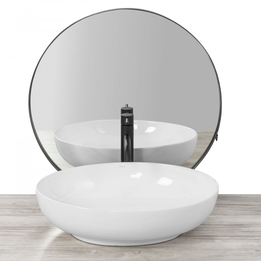 REA-U8198 - Tvättställ för bänkskiva CAROLA SLIM 39x51,5 cm keramik/blank vit