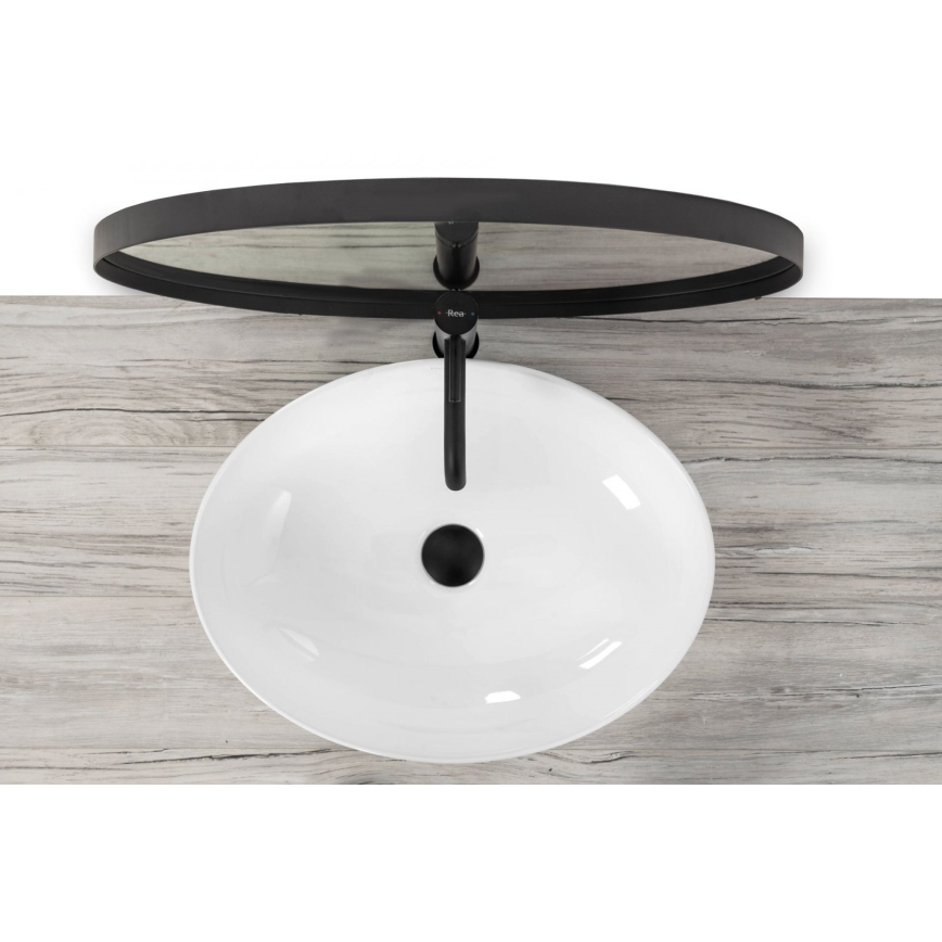 REA-U8198 - Tvättställ för bänkskiva CAROLA SLIM 39x51,5 cm keramik/blank vit