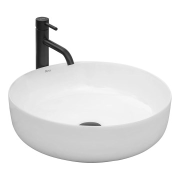 REA-U8493 - Tvättställ för bänkskiva ELMA Ø 45 cm, keramik/blank vit
