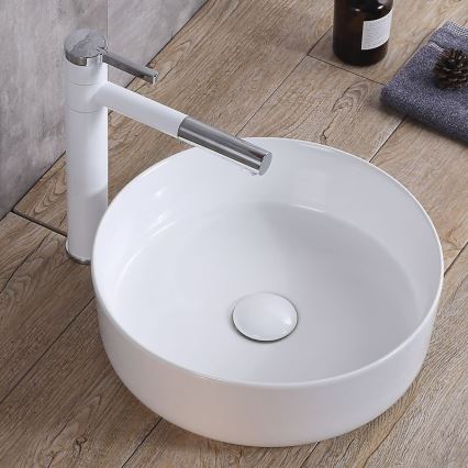 REA-U8493 - Tvättställ för bänkskiva ELMA Ø 45 cm, keramik/blank vit