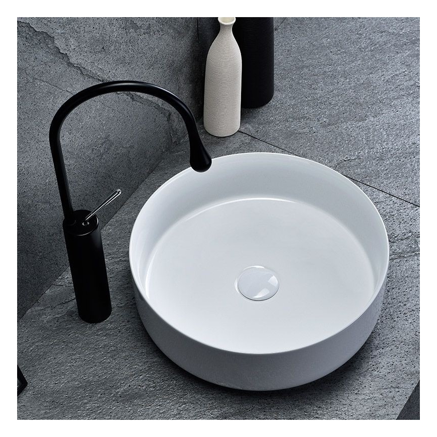 REA-U8493 - Tvättställ för bänkskiva ELMA Ø 45 cm, keramik/blank vit