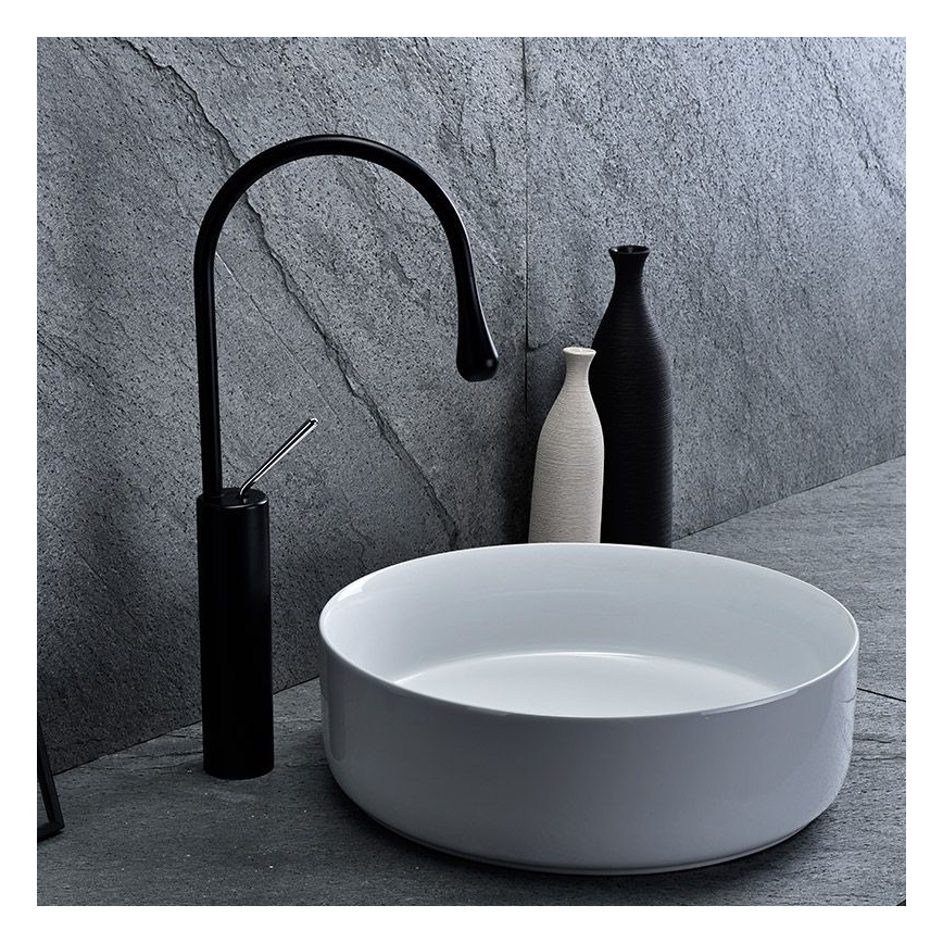 REA-U8493 - Tvättställ för bänkskiva ELMA Ø 45 cm, keramik/blank vit
