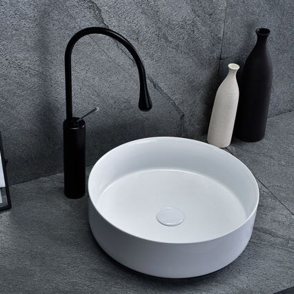 REA-U8493 - Tvättställ för bänkskiva ELMA Ø 45 cm, keramik/blank vit