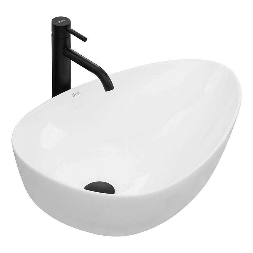 REA-U8536 - Tvättställ för bänkskiva GRETA 39x56 cm keramik/blank vit