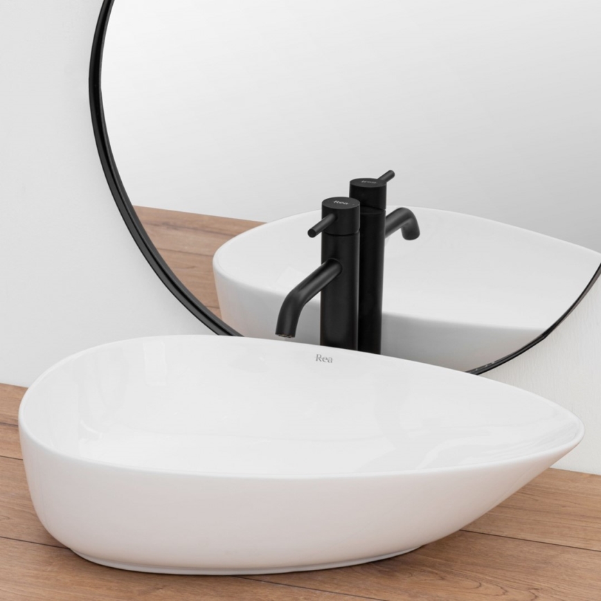 REA-U8536 - Tvättställ för bänkskiva GRETA 39x56 cm keramik/blank vit