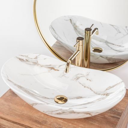 REA-U8597 - Tvättställ för bänkskiva ROYAL 36x62 cm, keramik/marmordekor