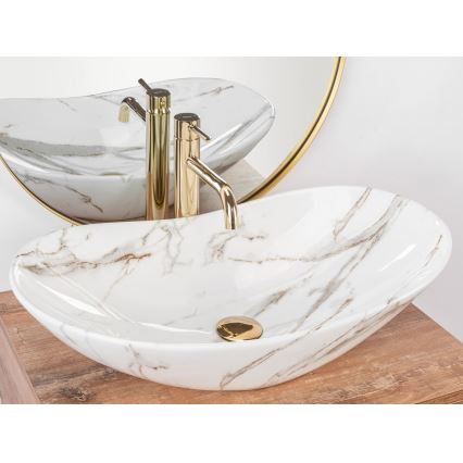 REA-U8597 - Tvättställ för bänkskiva ROYAL 36x62 cm, keramik/marmordekor