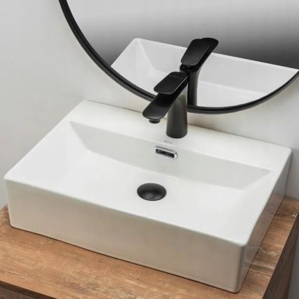 REA-U8701 - Tvättställ för bänkskiva BONITA 36 x 51 cm keramik/blank vit