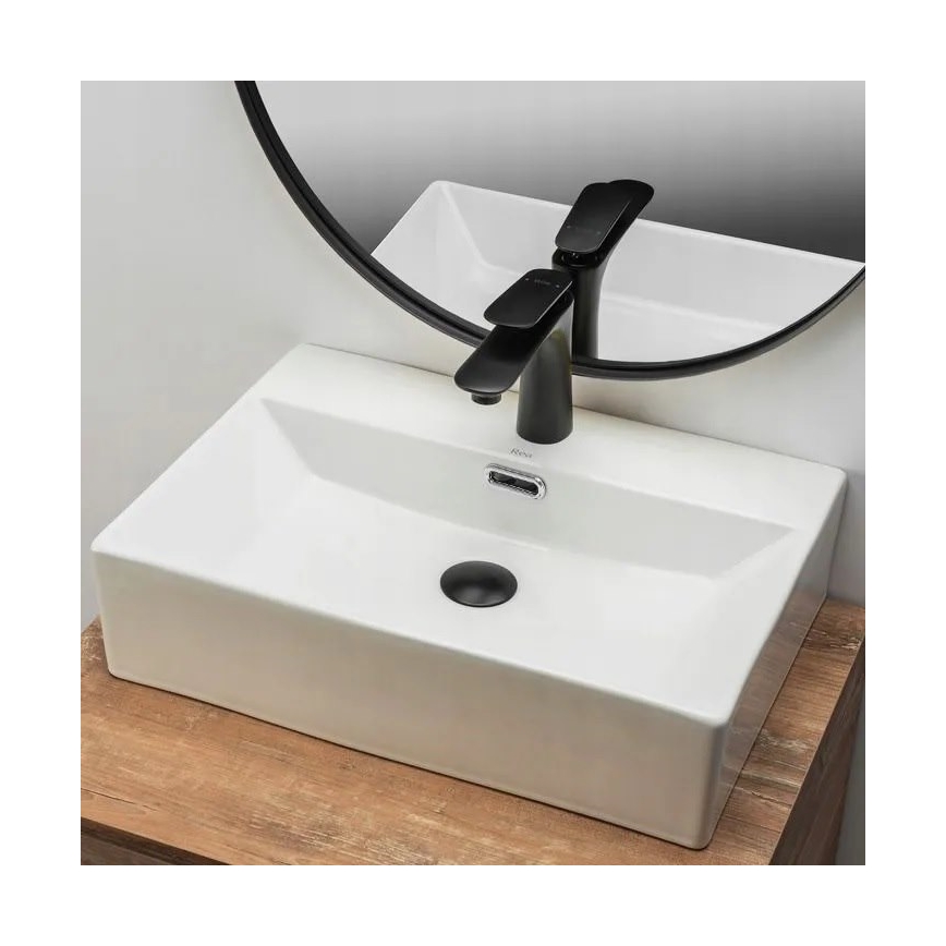 REA-U8701 - Tvättställ för bänkskiva BONITA 36 x 51 cm keramik/blank vit