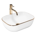 REA-U8736 - Tvättställ för bänkskiva BELINDA 33,5x46,5 cm keramik/vit/guld