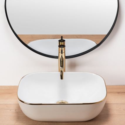 REA-U8736 - Tvättställ för bänkskiva BELINDA 33,5x46,5 cm keramik/vit/guld