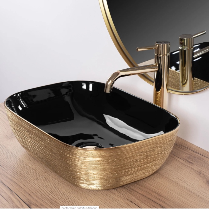 REA-U8780 - Tvättställ för bänkskiva BELINDA 33x46,5 cm keramik/svart/guld