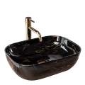 REA-U8907 - Handfat för bänkskiva BELINDA 33,5x46,5 cm keramik/svart/marmordekor