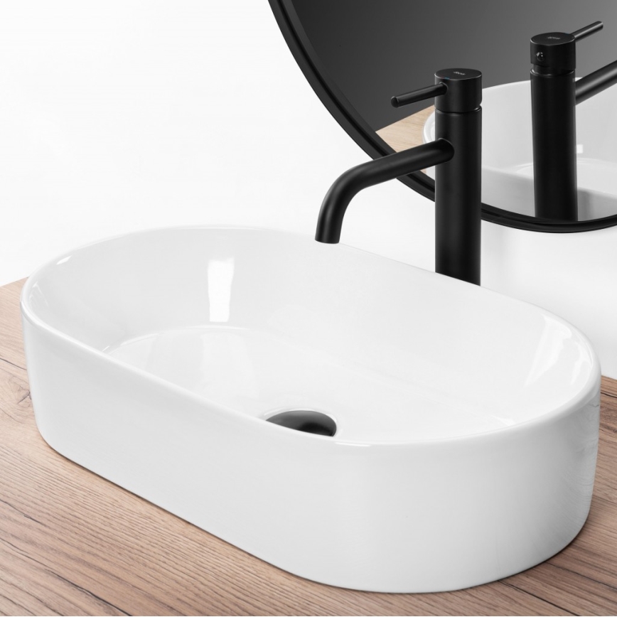 REA-U9108 - Tvättställ för bänkskiva LAYLA 30x53 cm keramik/högblank vit