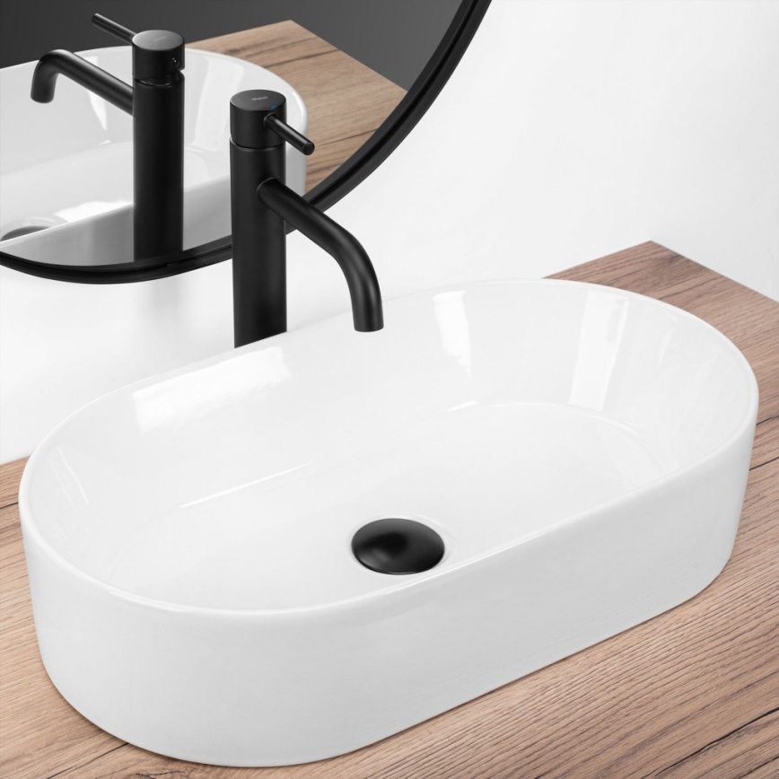 REA-U9108 - Tvättställ för bänkskiva LAYLA 30x53 cm keramik/högblank vit