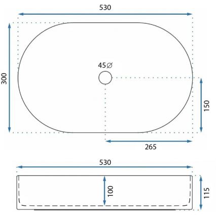 REA-U9108 - Tvättställ för bänkskiva LAYLA 30x53 cm keramik/högblank vit