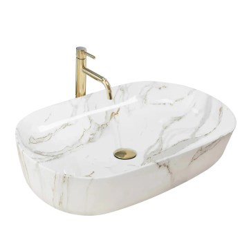 REA-U9656 - Tvättställ för bänkskiva CLEO 41x60,5 cm keramik/marmordekor