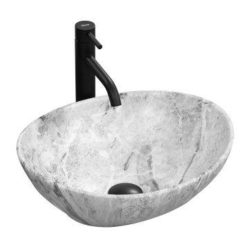 REA-U9908 - Tvättställ för bänkskiva SOFIA 34,5 x 41 cm i keramik med stenkänsla