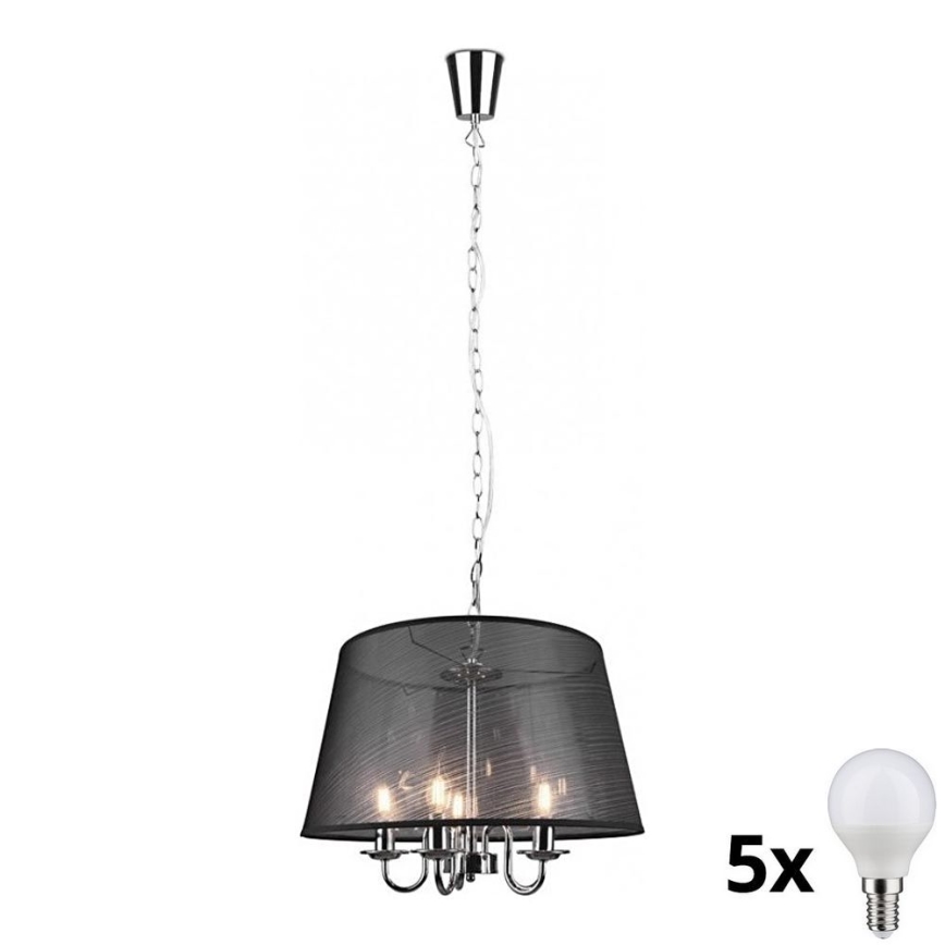 Reality - LED Ljuskrona på kedja CIMA 5xE14/40W/230V svart