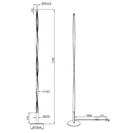 Reality - LED ljusreglerad golvlampa SPIN LED/10,5W/230V