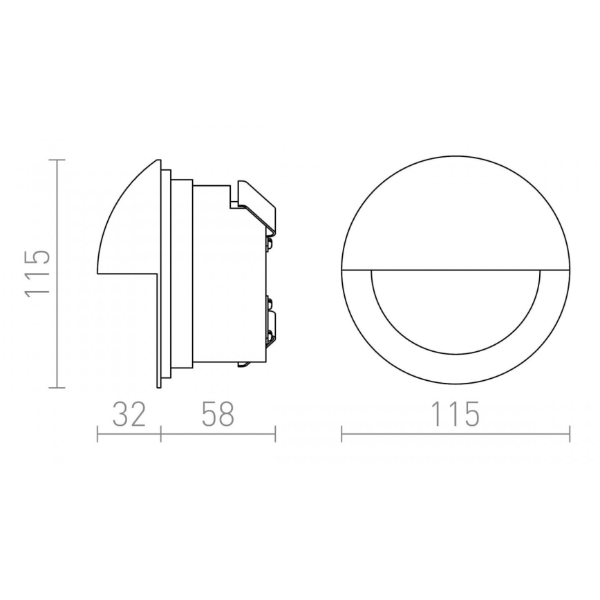 RED - Design Rendl - R10558 - LED Utomhus  vestavné lampa  ASTERIA LED/3W/230V IP54