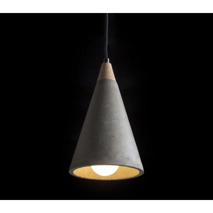 RED - Design Rendl - R12380 - Ljusskrona med upphängningsrem  HEIDI 1xE27/28W/230V konkret /trä