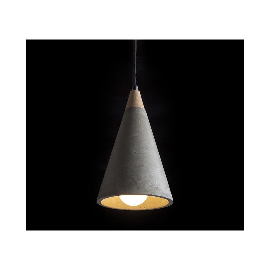 RED - Design Rendl - R12380 - Ljusskrona med upphängningsrem  HEIDI 1xE27/28W/230V konkret /trä