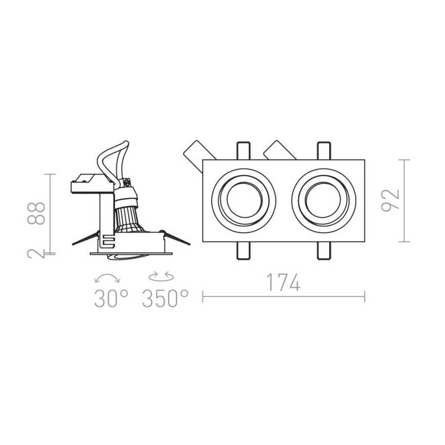 RED - Design Rendl - R12713- Infälld lampa PASADENA 2xGU10/50W/230V