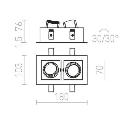 RED - Design Rendl - R12857 - LED infälld belysning BONDY 2xLED/7W/230V