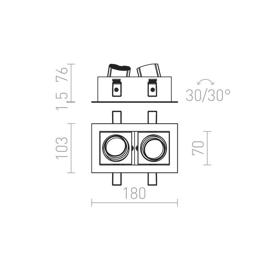 RED - Design Rendl - R12857 - LED infälld belysning BONDY 2xLED/7W/230V