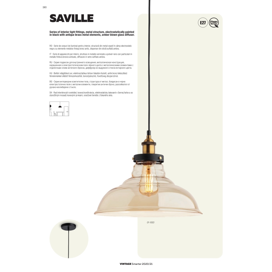 redo 01-1026 - Väggbelysning SAVILLE 1xE27/42W/230V