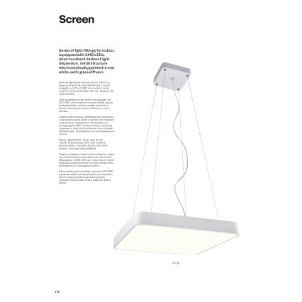 Redo 01-1124 - LED ljuskrona med upphängningsrem SCREEN LED/48W/230V 3000K