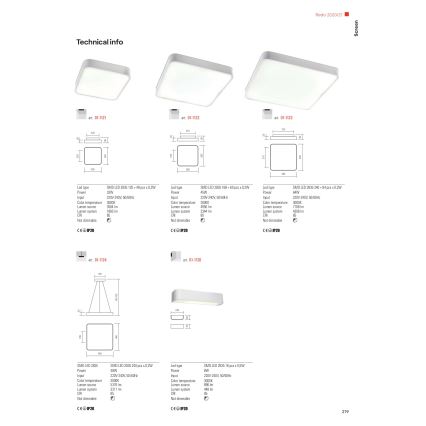Redo 01-1124 - LED ljuskrona med upphängningsrem SCREEN LED/48W/230V 3000K