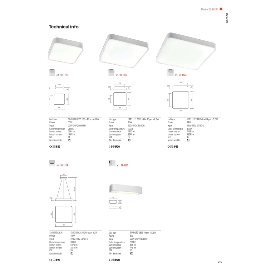 Redo 01-1124 - LED ljuskrona med upphängningsrem SCREEN LED/48W/230V 3000K