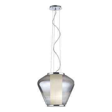 Redo 01-1139 - Takpendel FUSION 1xE27/42W/230V Ø 30 cm blank krom/rökfärgad