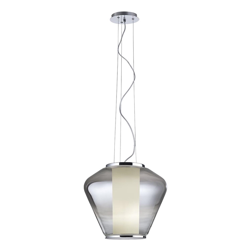 Redo 01-1139 - Takpendel FUSION 1xE27/42W/230V Ø 30 cm blank krom/rökfärgad