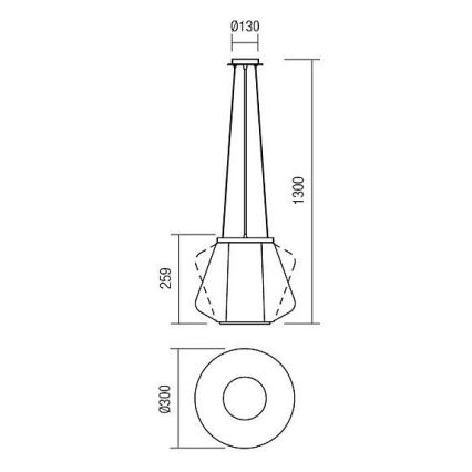Redo 01-1139 - Takpendel FUSION 1xE27/42W/230V Ø 30 cm blank krom/rökfärgad