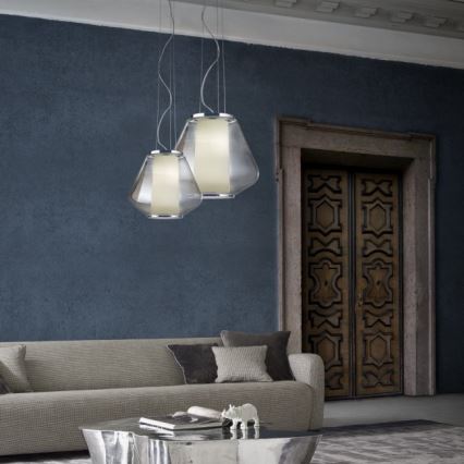 Redo 01-1140 - Ljuskrona med textilsladd FUSION 1xE27/42W/230V diameter 38 cm grå