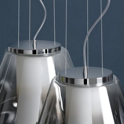 Redo 01-1140 - Ljuskrona med textilsladd FUSION 1xE27/42W/230V diameter 38 cm grå
