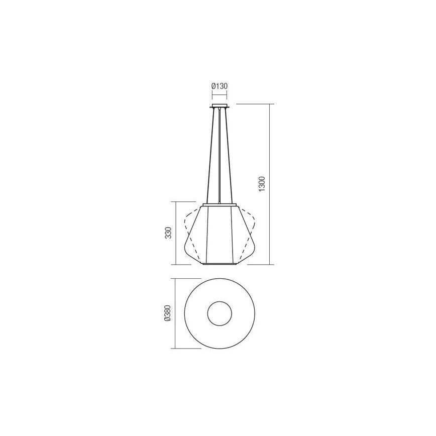 Redo 01-1140 - Ljuskrona med textilsladd FUSION 1xE27/42W/230V diameter 38 cm grå