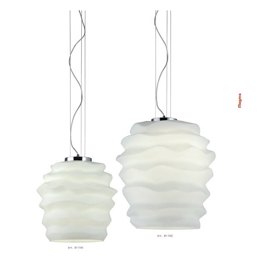 Redo 01-1141 - Pendellampa MAGMA på sladd, 1xE27/42W/230V, Ø 30 cm, blank krom/vit