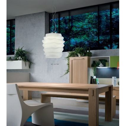 Redo 01-1142 - Pendellampa med kabel MAGMA 1xE27/42W/230V Ø 38 cm blank krom/vit