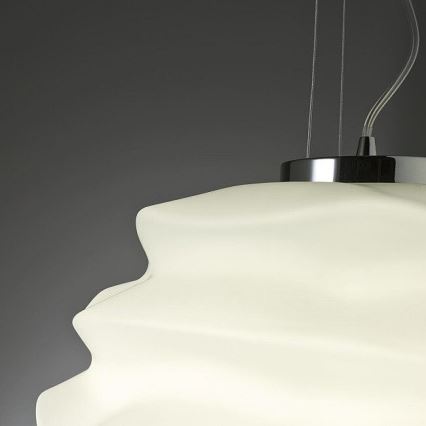 Redo 01-1142 - Pendellampa med kabel MAGMA 1xE27/42W/230V Ø 38 cm blank krom/vit