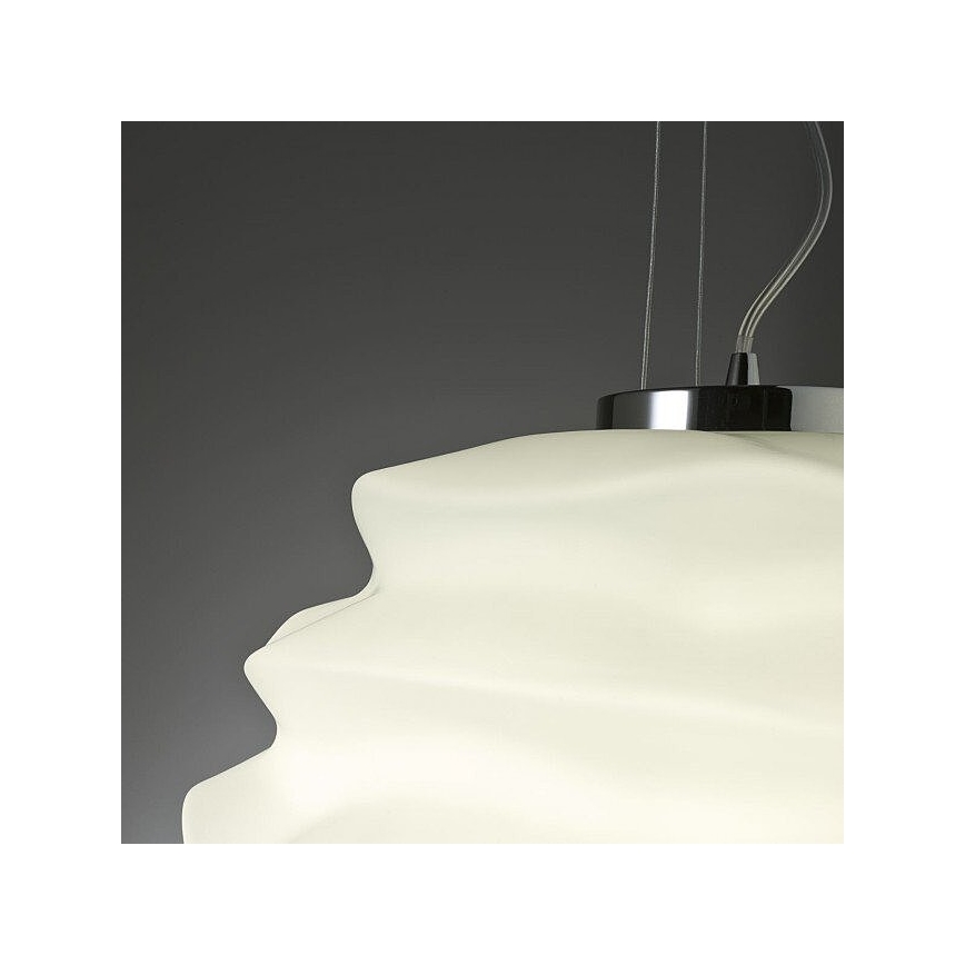 Redo 01-1142 - Pendellampa med kabel MAGMA 1xE27/42W/230V Ø 38 cm blank krom/vit