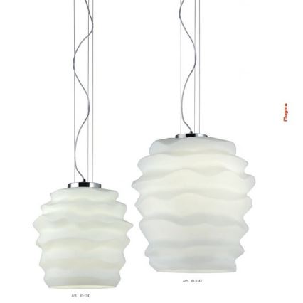 Redo 01-1142 - Pendellampa med kabel MAGMA 1xE27/42W/230V Ø 38 cm blank krom/vit