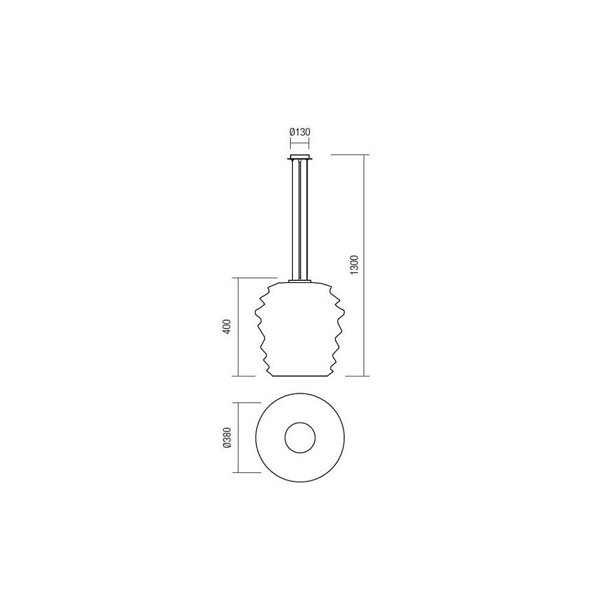 Redo 01-1142 - Pendellampa med kabel MAGMA 1xE27/42W/230V Ø 38 cm blank krom/vit