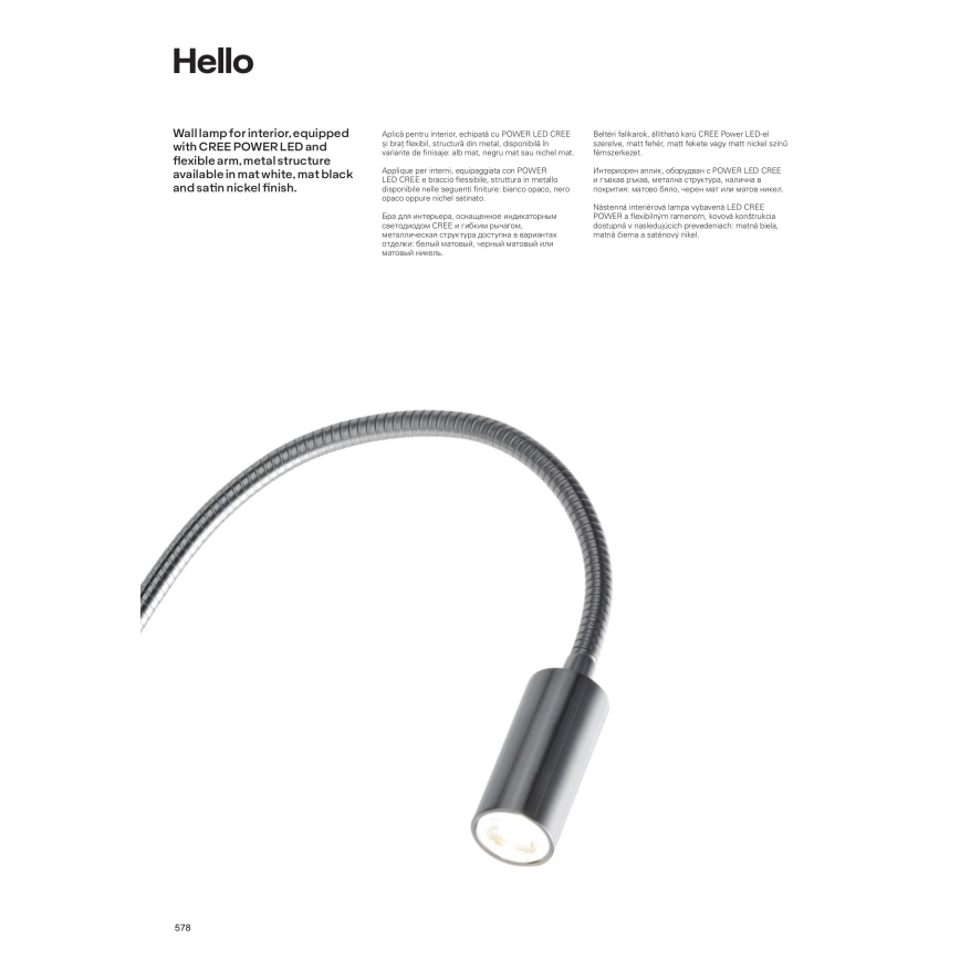 Redo 01-1193 - LED Flexibel liten lampa HELLO LED/3W/230V vit