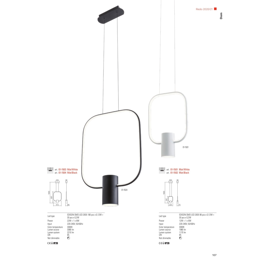 Redo 01-1226 - Dimbar LED-bordslampa DOM LED/21W/230V vit