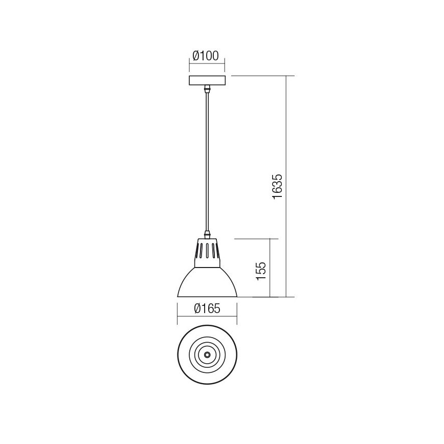 Redo 01-1279 - Pendel på kabel PEEP 1xE27/42W/230V Ø 16,5 cm svart