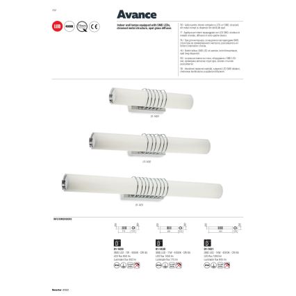 Redo 01-1431 - LED väggbelysning AVANCE LED/14W/230V 63 cm vit